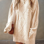 Women’s Cable Knit Sweater Dress – Warm Elegant Style