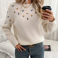 Women’s Floral Embroidered Knit Sweater – Soft Feminine Style