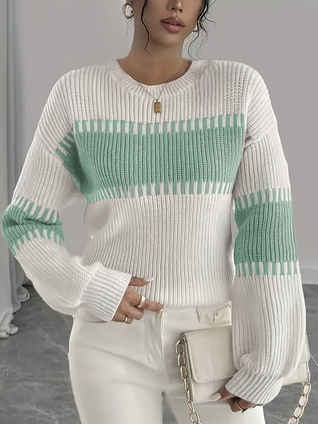 Women’s Colour-Block Striped Sweater
