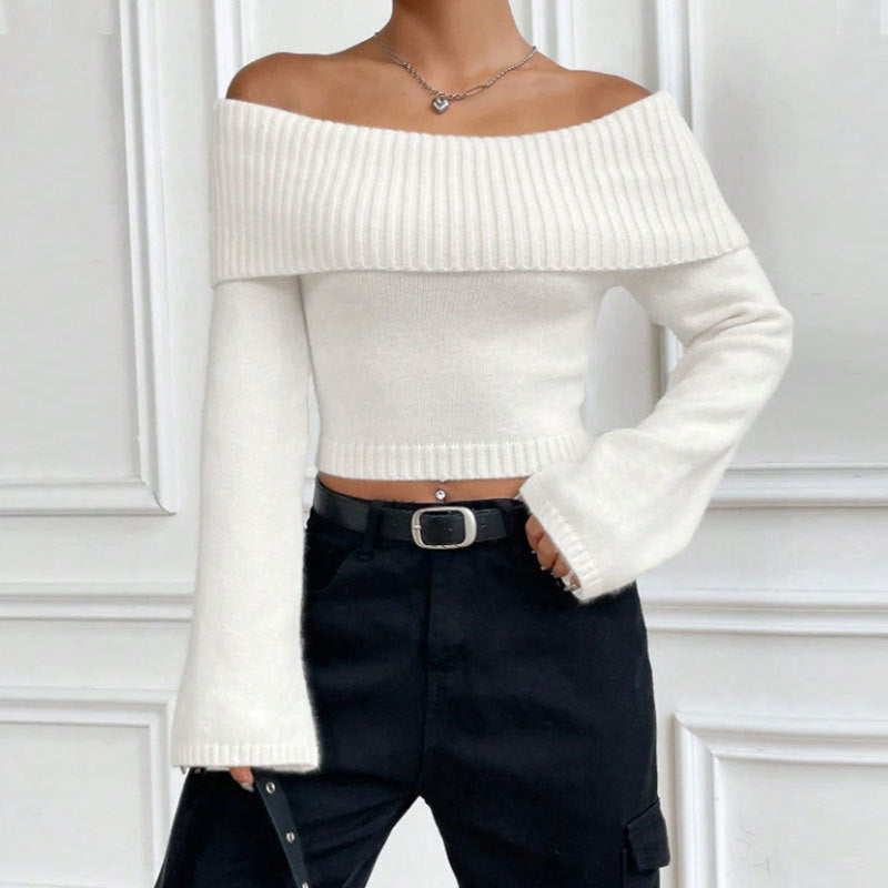 Slim Off-Shoulder Sweater - Soft and Feminine