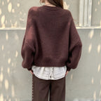 Retro Lantern-Sleeve Knit Pullover - Soft and Feminine