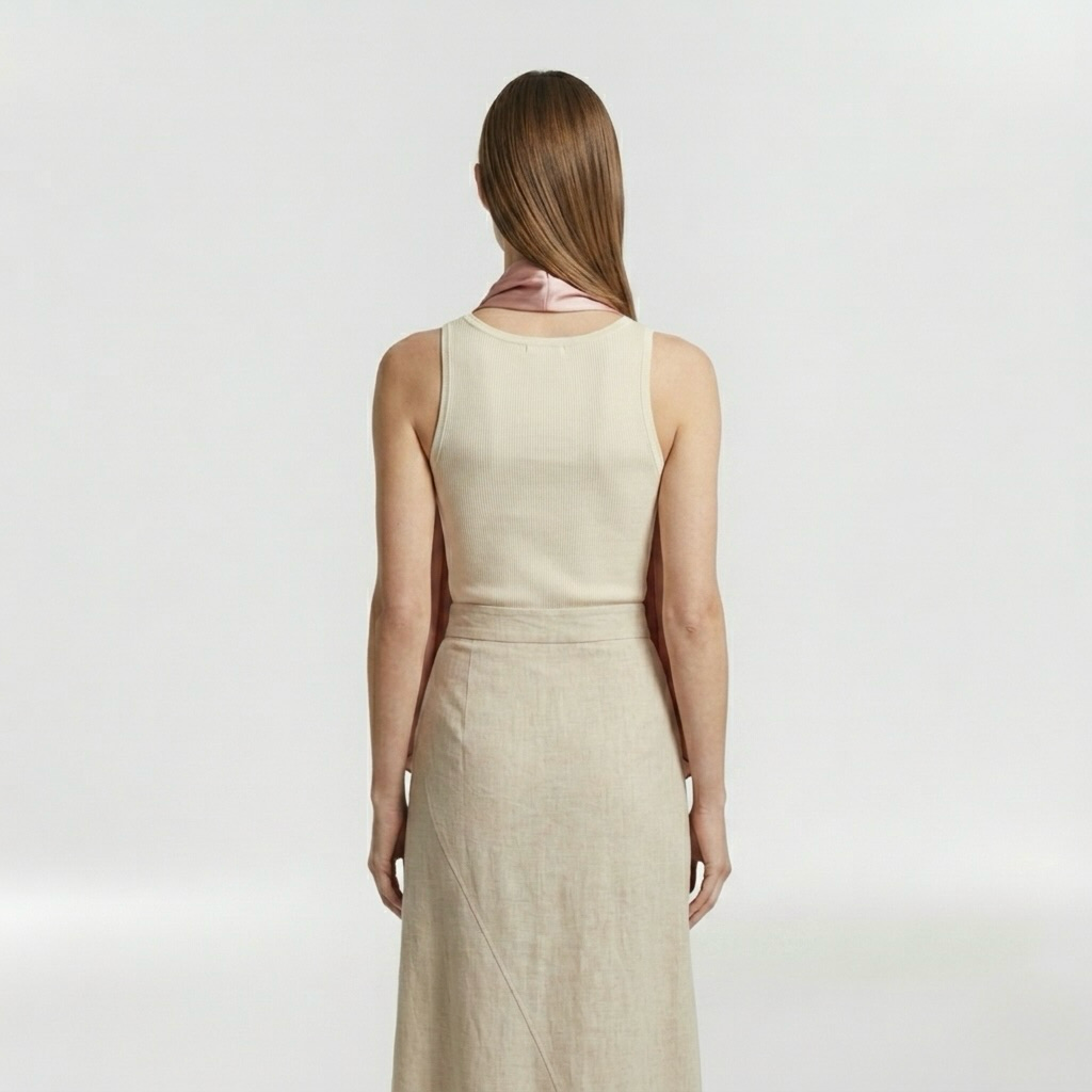 Silky Drape Halter Scarf Top with Cascading Front Panels