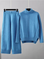 Women’s Turtleneck Sweater and Wide Leg Pants Set – Chic Comfortable Outfit