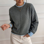 Half-Turtleneck Color-Block Sweater - Loose and Modern