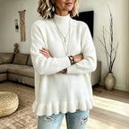 Women’s Lotus-Edge Knit Sweater – Soft Feminine Pullover