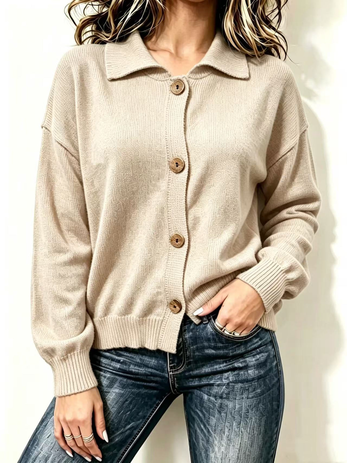 Button-Up Sweater Coat - Soft and Practical