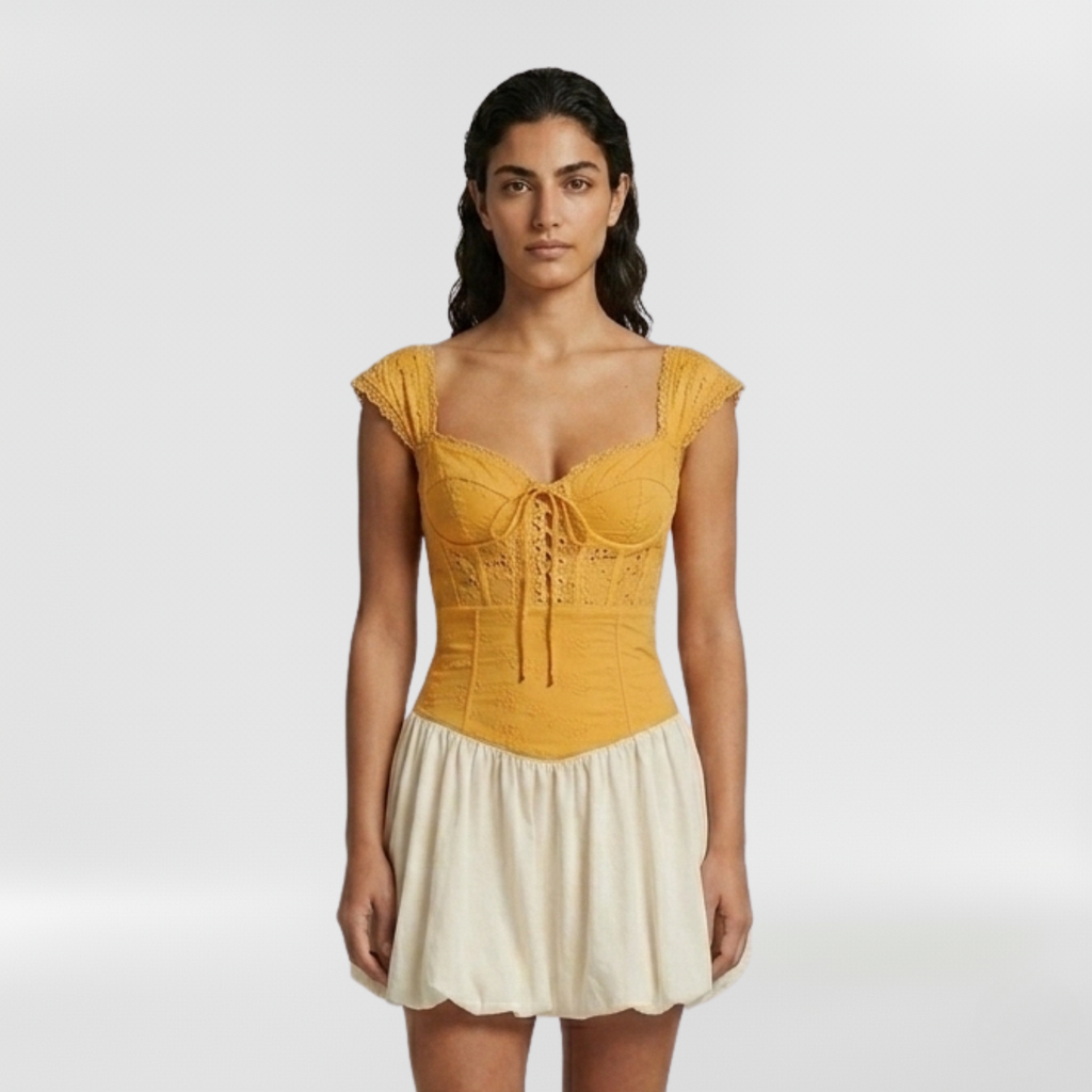 Lace Corset Peplum Top with Sculpted Bodice and Peplum Hem