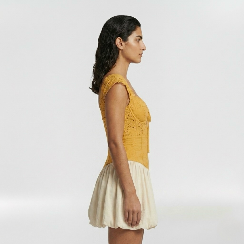 Lace Corset Peplum Top with Sculpted Bodice and Peplum Hem