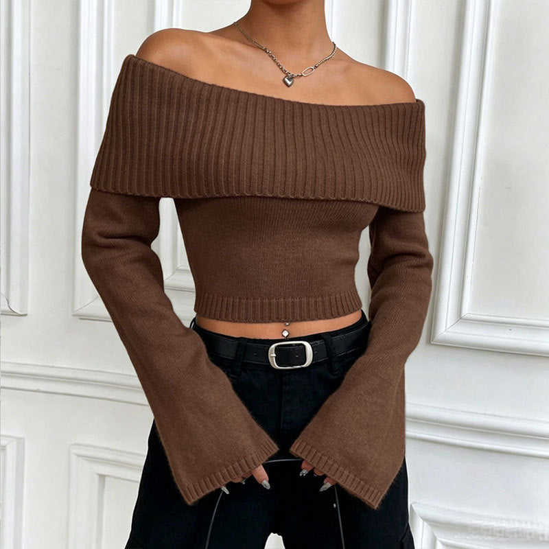 Slim Off-Shoulder Sweater - Soft and Feminine