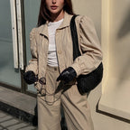 Ruched Notched-Collar Jacket - Chic and Feminine