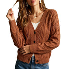 Light Brown Cable-Knit Cardigan - Vintage and Soft