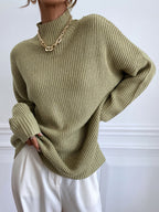 Women’s Loose Turtleneck Sweater – Minimal Warm Knit Top