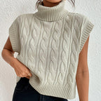 Women’s High-Neck Sleeveless Knit Vest - Soft and Versatile