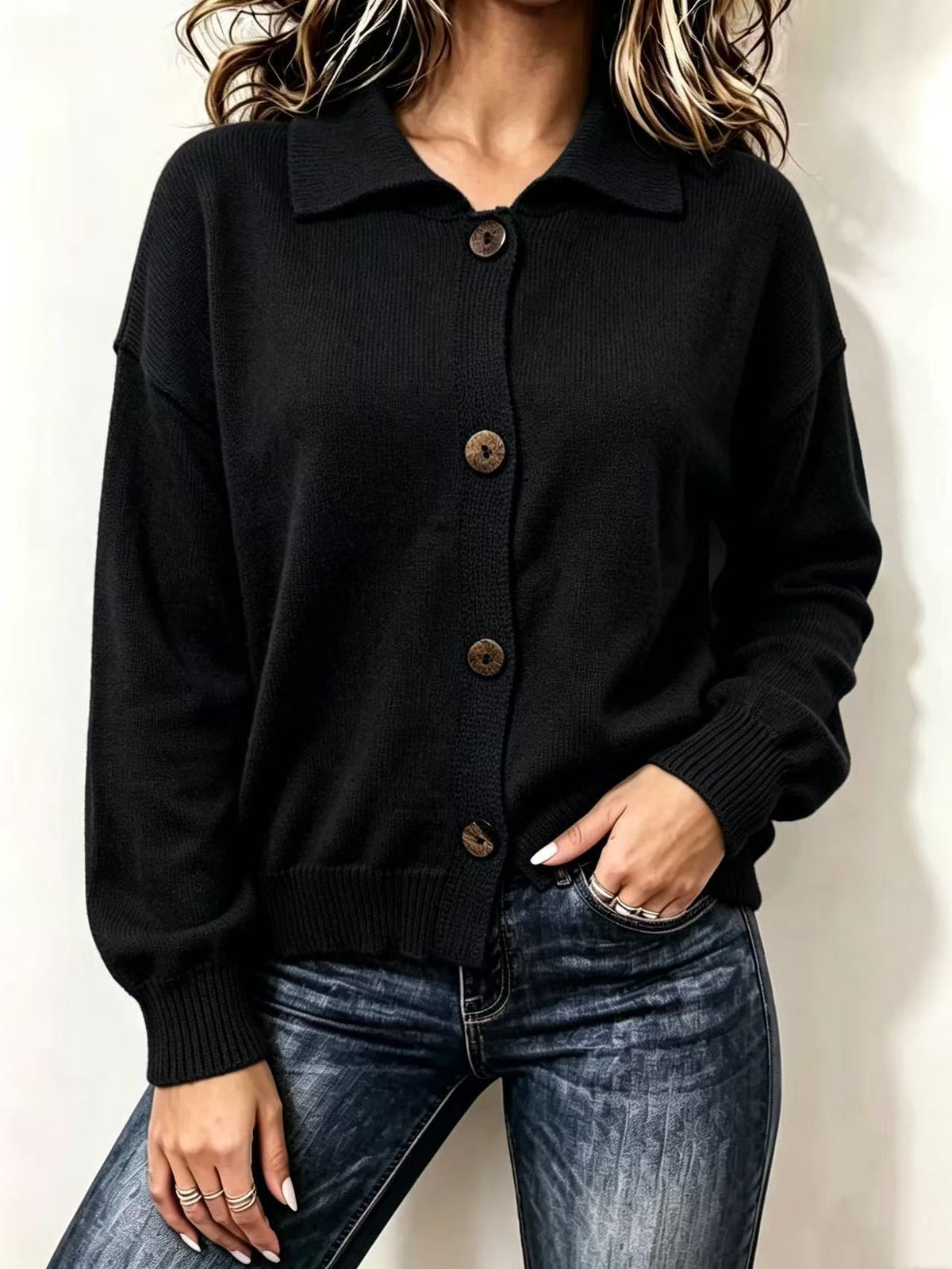 Button-Up Sweater Coat - Soft and Practical
