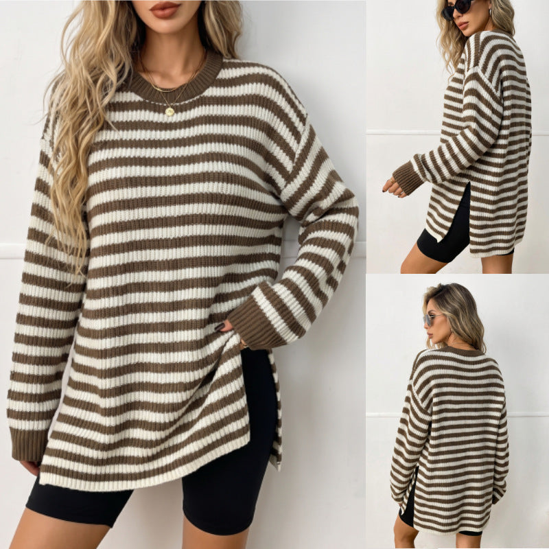 Striped Drop-Shoulder Sweater - Soft and Casual