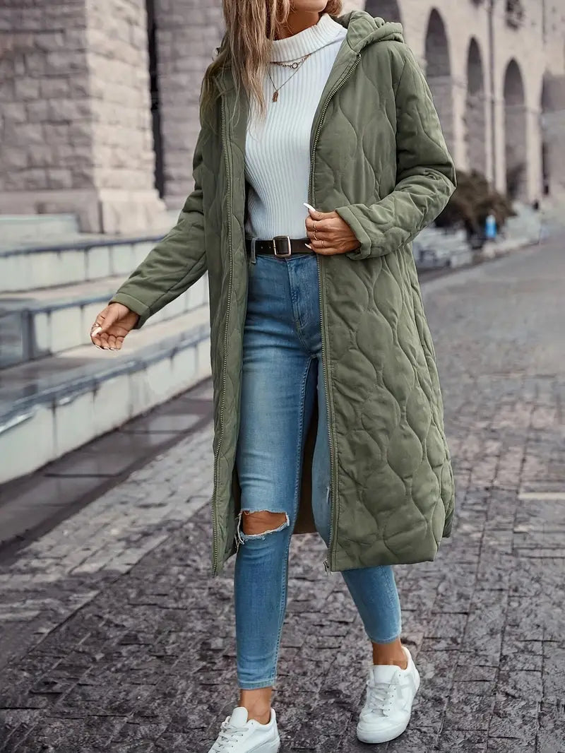 Women’s Cotton Quilted Hooded Coat – Warm Practical Outerwear