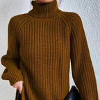 Women’s High-Neck Knit Sweater – Soft Mid-Length Layer
