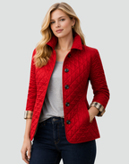 Women’s Quilted Button Jacket with Collar – Smart Transitional Outerwear