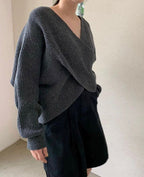 Women’s Cross-Knit Sweater – Elegant Comfortable Pullover