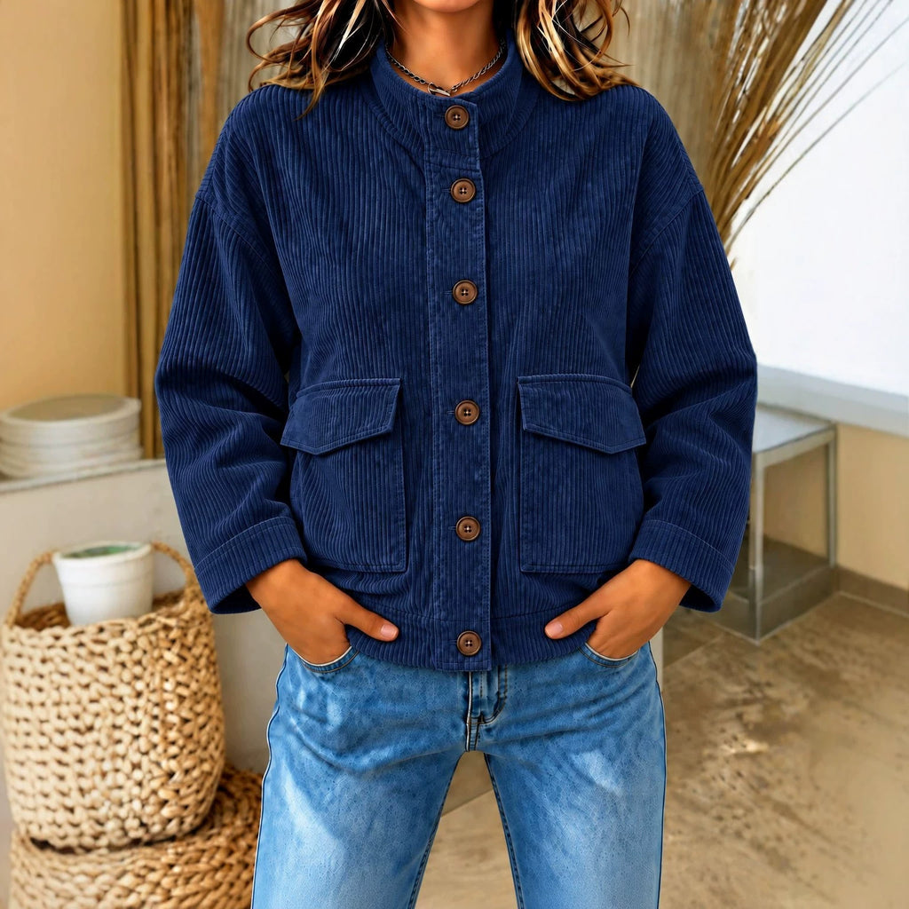 Pocket Corduroy Button-Up Top - Casual and Practical