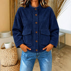 Pocket Corduroy Button-Up Top - Casual and Practical