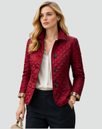 Women’s Quilted Button Jacket with Collar – Smart Transitional Outerwear