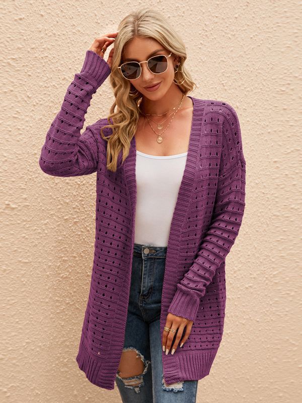 Women’s Long Open-Knit Cardigan - Soft and Versatile