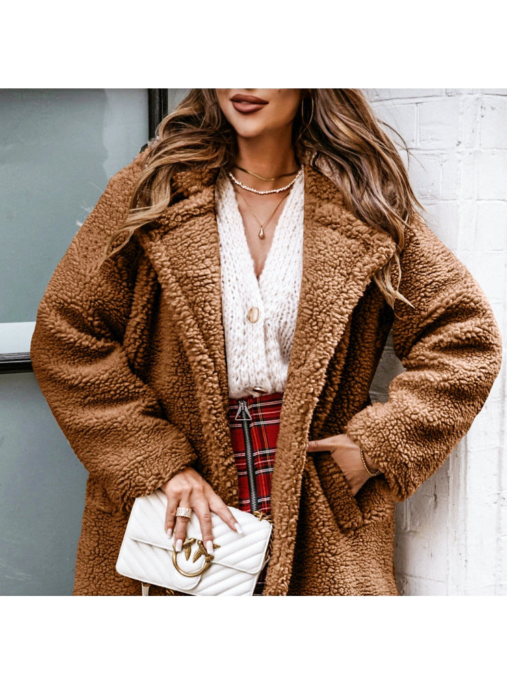 Women's Plush Top - Lapel Collar and Long Sleeves