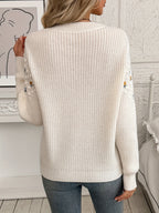 Women’s Floral Embroidered Knit Sweater – Soft Feminine Style