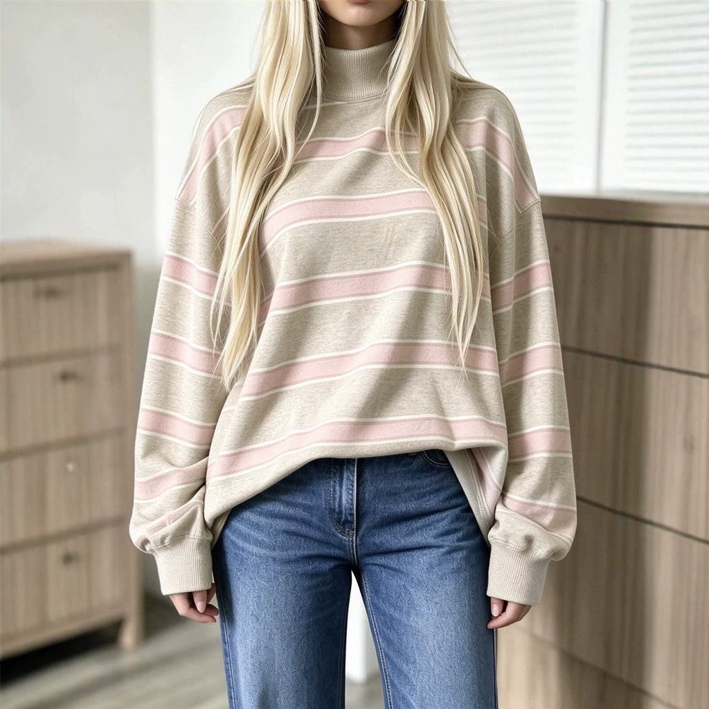 Women’s Striped Print Sweatshirt – Casual Fall Layer