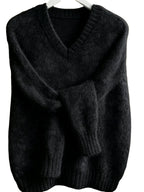 Loose V-Neck Knit Sweater - Soft and Relaxed