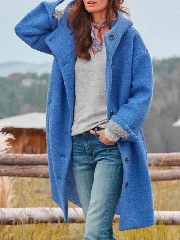 Long Hooded Coat in Soft Fabric