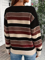 Women’s Striped Round Neck Sweater – Soft Casual Knit