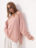Women’s Oversized Split Sweater – Casual Modern Knit Top