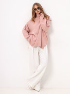 Women’s Oversized Split Sweater – Casual Modern Knit Top