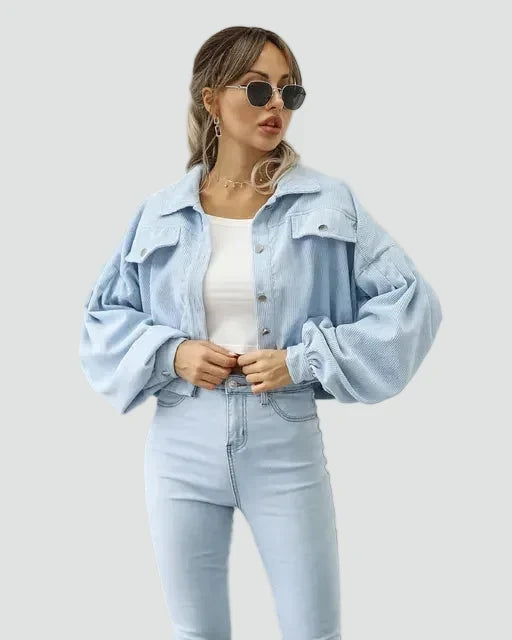 Women’s Corduroy Bomber Jacket - Casual and Modern