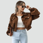 Women’s Corduroy Bomber Jacket - Casual and Modern