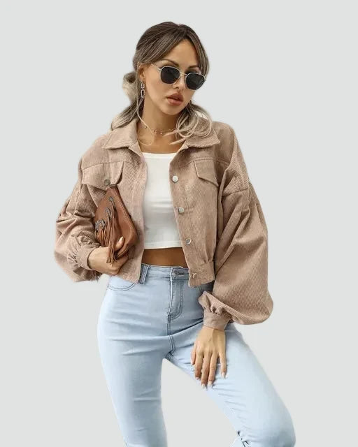 Women’s Corduroy Bomber Jacket - Casual and Modern