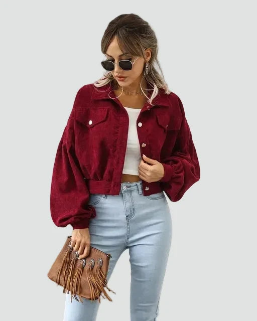 Women’s Corduroy Bomber Jacket - Casual and Modern