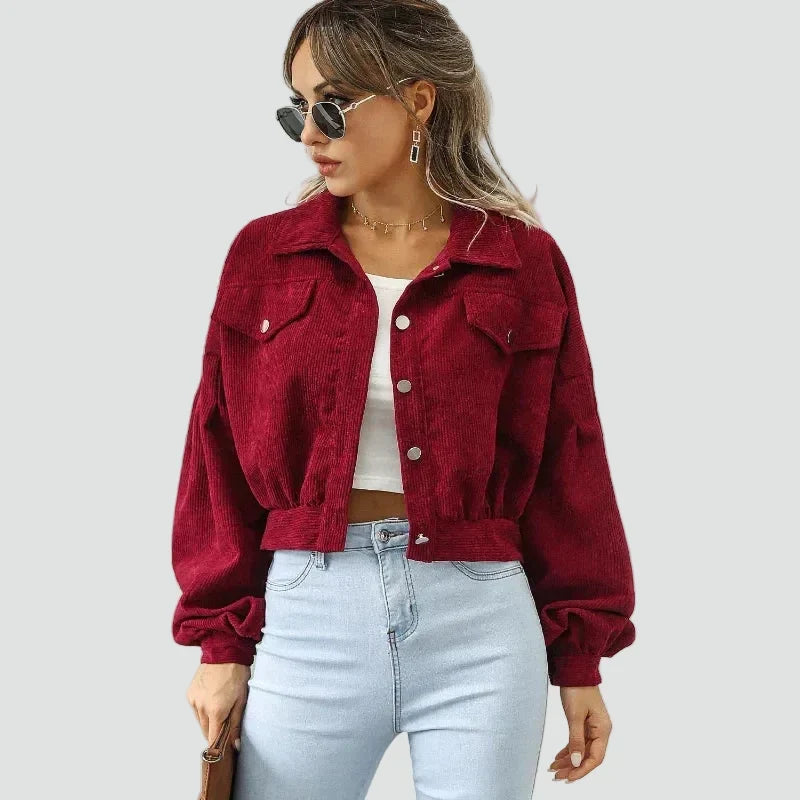 Women’s Corduroy Bomber Jacket - Casual and Modern