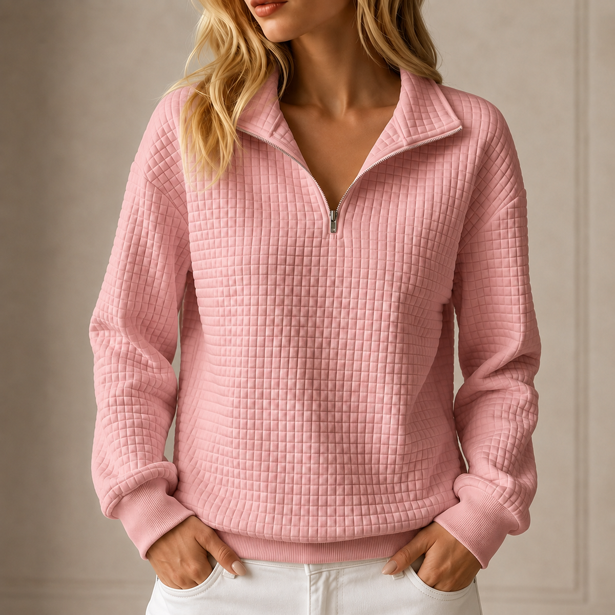 Vera - Quilted Half-Zip Top