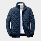 Chevron quilted bomber jacket featuring lightweight padding, perfect for stylish warmth and comfort in chilly weather. 2