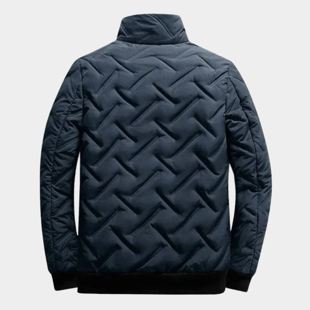 Chevron quilted bomber jacket featuring lightweight padding, perfect for stylish warmth and comfort in chilly weather. 5