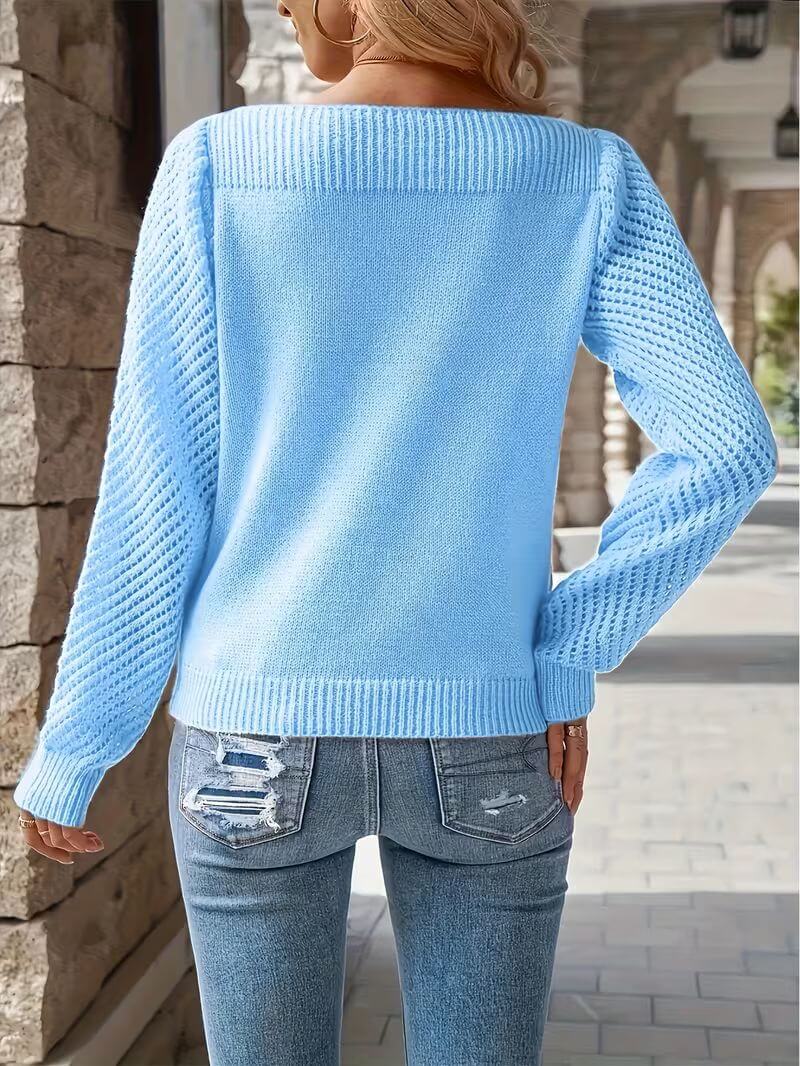 Emma Round-Neck Long-Sleeve Sweater - Breathable and Light