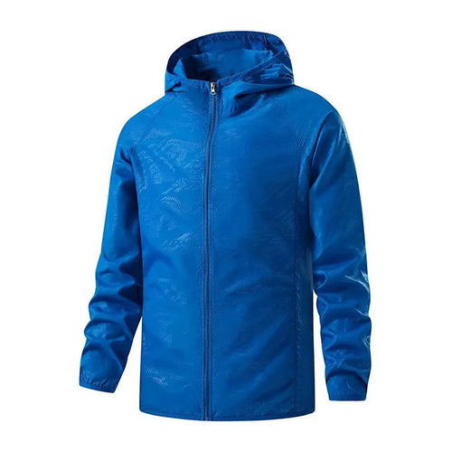 Lightweight packable water-repellent rain jacket featuring UPF protection, ideal for outdoor activities and travel, shown in a vibrant color with adjustable hood 1
