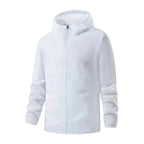 Lightweight packable water-repellent rain jacket featuring UPF protection, ideal for outdoor activities and travel, shown in a vibrant color with adjustable hood 2