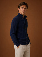 Men's Black Knit Button-Front Cardigan with Relaxed Fit 1