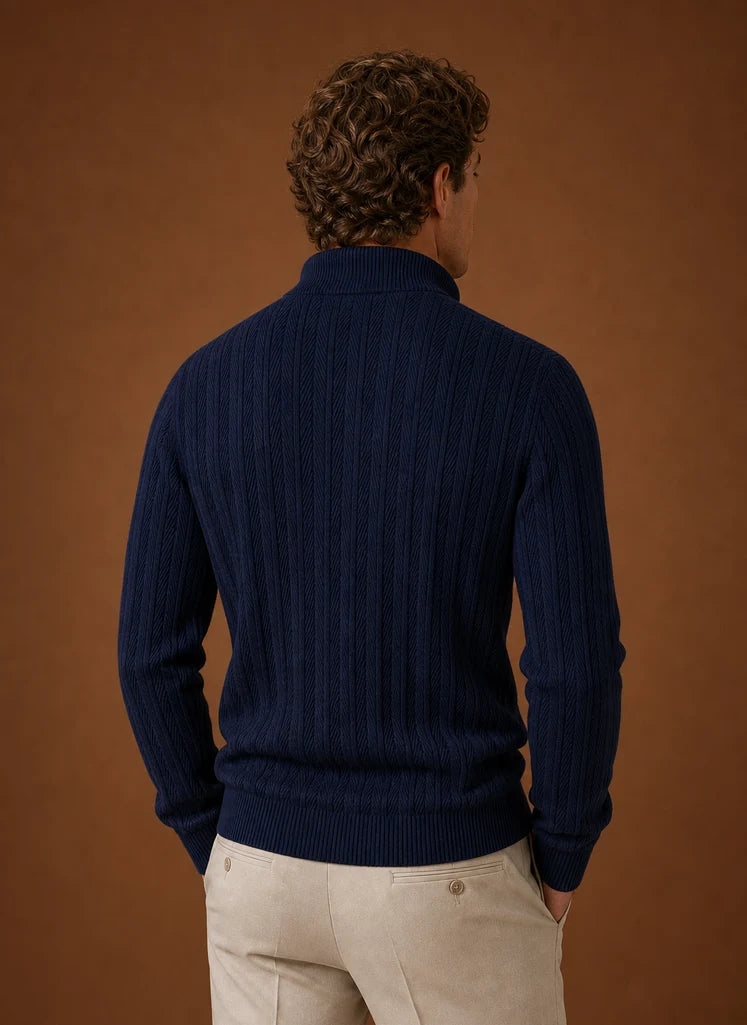 Men's Black Knit Button-Front Cardigan with Relaxed Fit 2