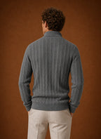 Men's Black Knit Button-Front Cardigan with Relaxed Fit 5