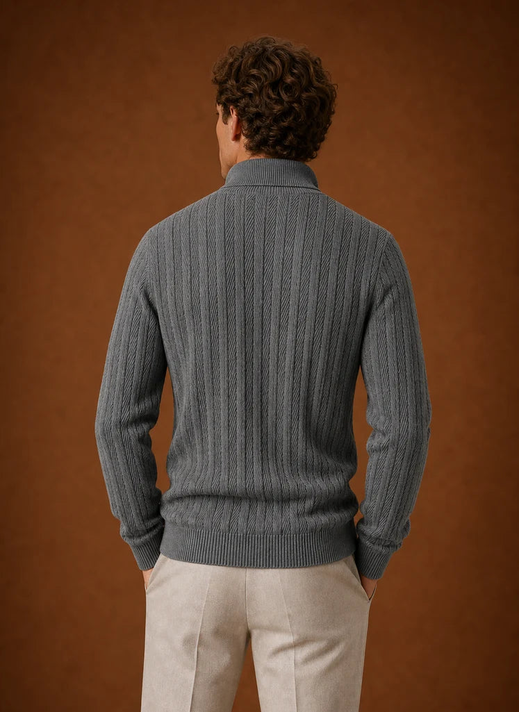 Men's Black Knit Button-Front Cardigan with Relaxed Fit 5